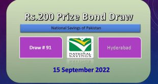 Rs. 200 Prize Bond 15 September 2022 Result Draw No. 91 List Hyderabad