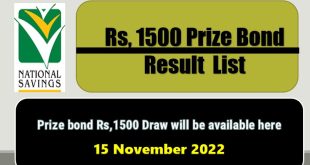 Rs. 1500 Prize Bond 15 November 2022 Result Draw No. 92 List Karachi