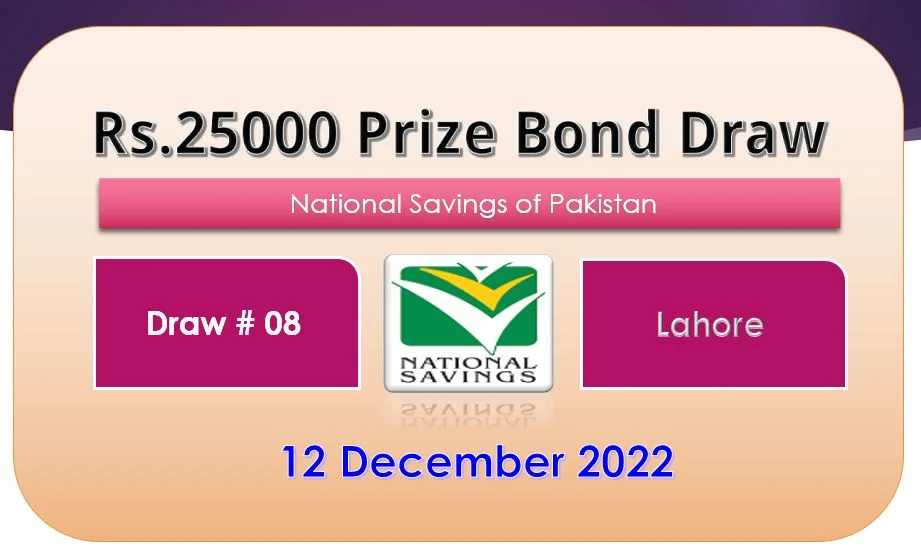 Rs.25000 Prize Bond 08th Draw List Result 12 December 2022 Held at Lahore by National Savings Pakistan