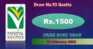 Rs. 1500 Prize Bond 15 February 2023 Result Draw No. 93 List Quetta