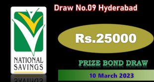 Rs. 25000 Prize Bond 10 March 2023 Result Draw No. 09 List Hyderabad