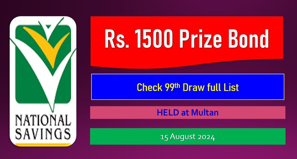 Rs. 1500 Prize Bond 15 August 2024 Result Draw No. 99 List Multan 4 Rs. 1500 Prize Bond 15 August 2024 Result