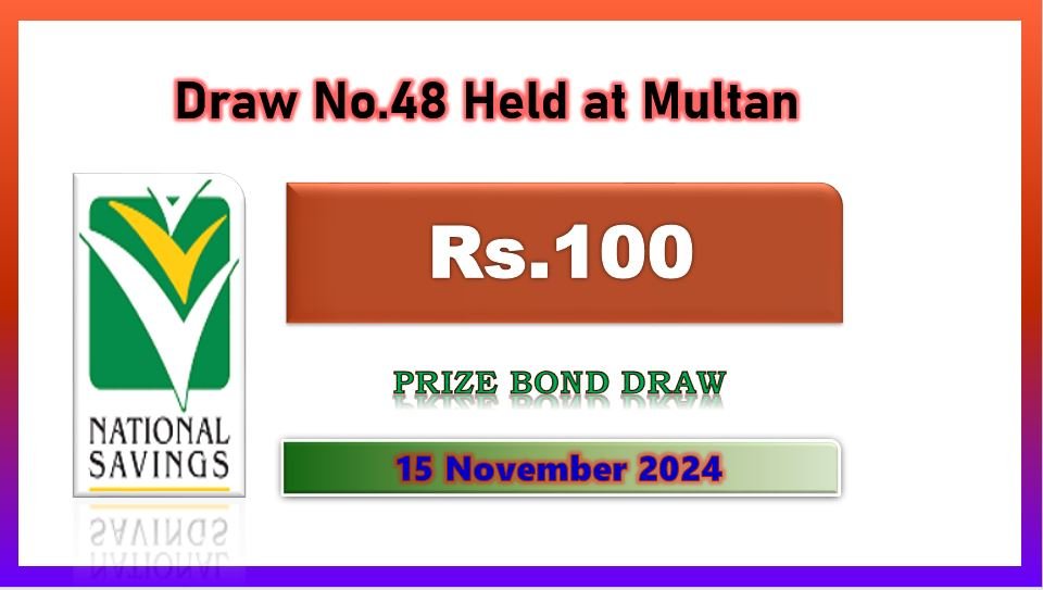 Rs. 100 Prize Bond 15 November 2024 Result Draw No. 48 List Multan 4 Rs. 100 Prize Bond 15 November 2024