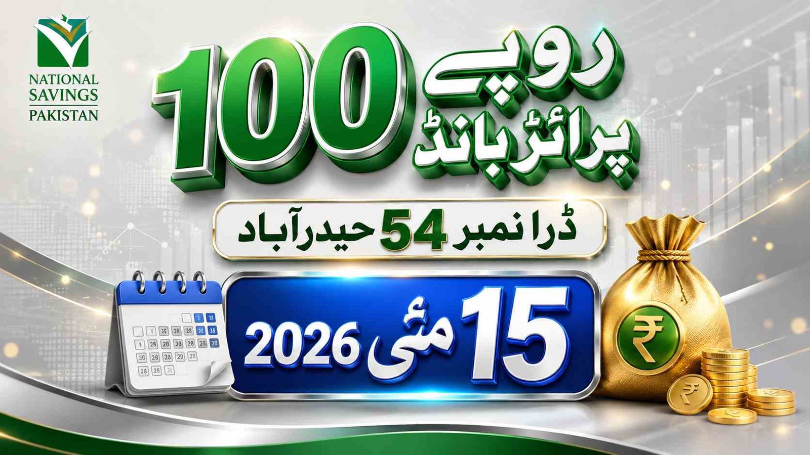 100 روپے پرائز بانڈ ڈرا نمبر 54 حیدرآباد 15 مئی 2026 رزلٹ بینر